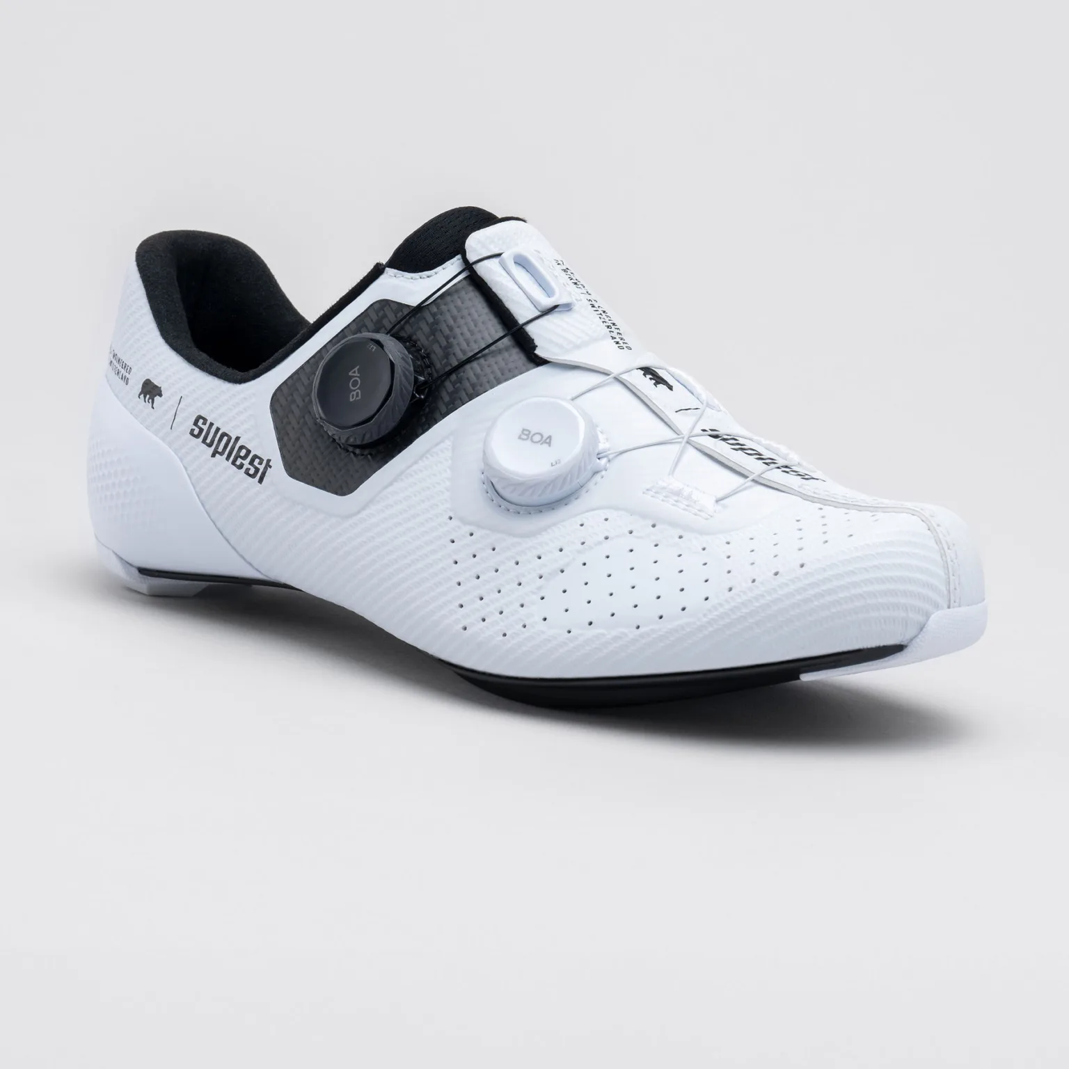 Suplest Road Pro carbon-soled road race cycling shoes, white